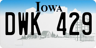 IA license plate DWK429