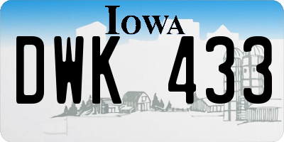 IA license plate DWK433