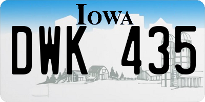 IA license plate DWK435