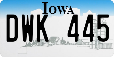 IA license plate DWK445