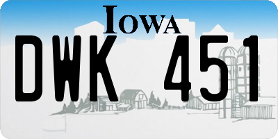 IA license plate DWK451