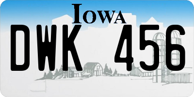 IA license plate DWK456
