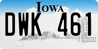 IA license plate DWK461