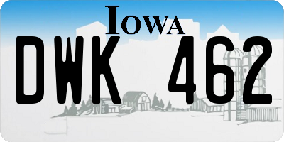 IA license plate DWK462