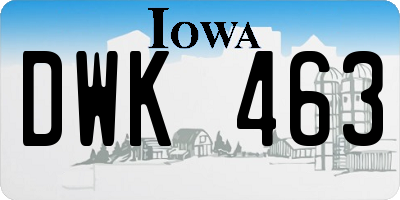 IA license plate DWK463