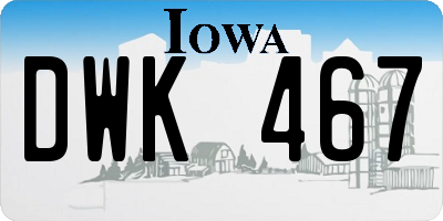 IA license plate DWK467