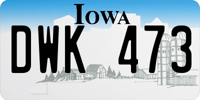 IA license plate DWK473