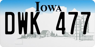 IA license plate DWK477