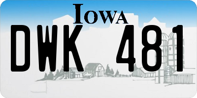 IA license plate DWK481