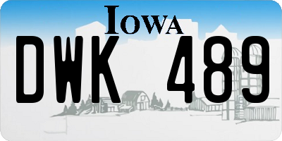 IA license plate DWK489