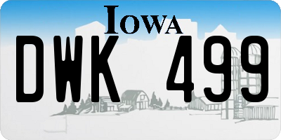 IA license plate DWK499