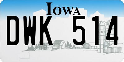 IA license plate DWK514