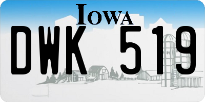 IA license plate DWK519