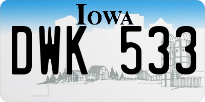 IA license plate DWK533