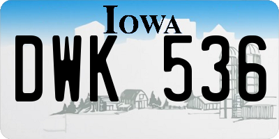 IA license plate DWK536