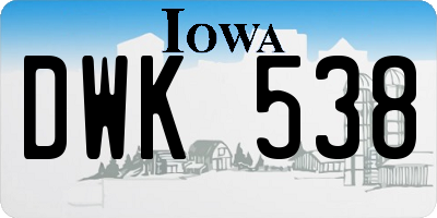 IA license plate DWK538