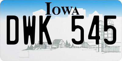 IA license plate DWK545
