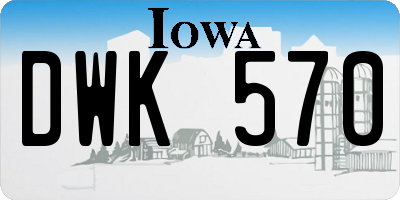 IA license plate DWK570