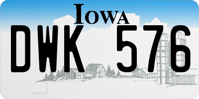 IA license plate DWK576
