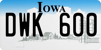 IA license plate DWK600