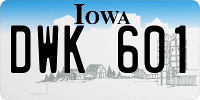 IA license plate DWK601