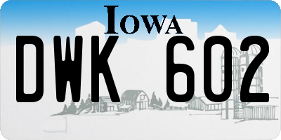 IA license plate DWK602
