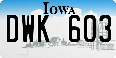 IA license plate DWK603