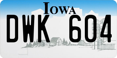 IA license plate DWK604
