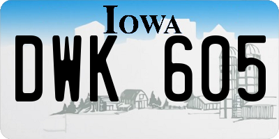 IA license plate DWK605
