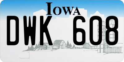 IA license plate DWK608