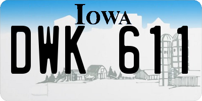 IA license plate DWK611