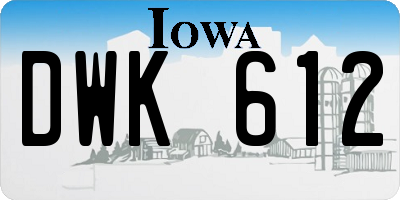 IA license plate DWK612