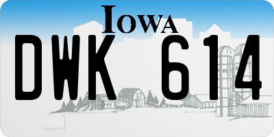 IA license plate DWK614