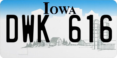 IA license plate DWK616