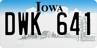IA license plate DWK641