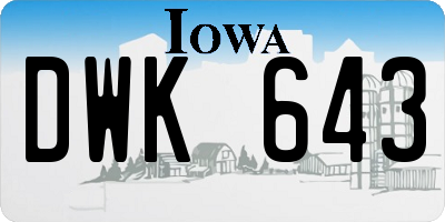 IA license plate DWK643