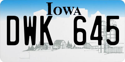 IA license plate DWK645
