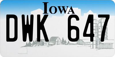 IA license plate DWK647