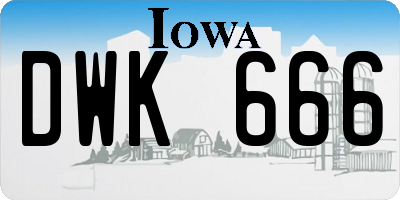 IA license plate DWK666