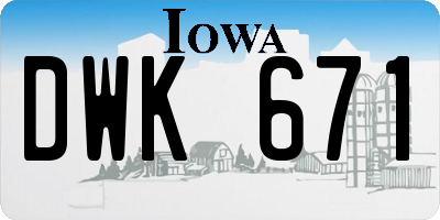 IA license plate DWK671
