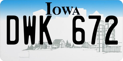 IA license plate DWK672