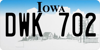 IA license plate DWK702