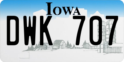 IA license plate DWK707