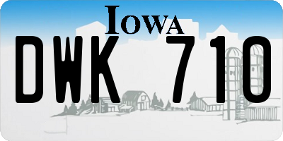 IA license plate DWK710