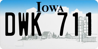 IA license plate DWK711