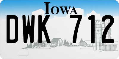 IA license plate DWK712