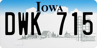 IA license plate DWK715