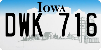 IA license plate DWK716