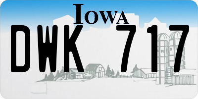 IA license plate DWK717
