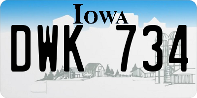 IA license plate DWK734